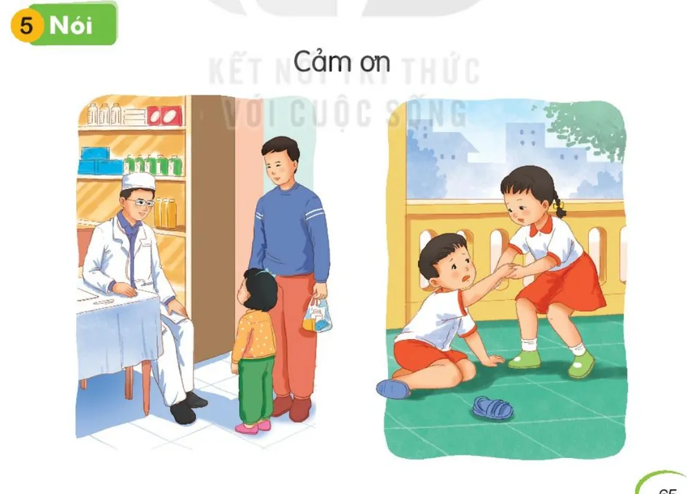 Bố đưa bé đến gặp bác sĩ; bạn gái đỡ bạn trai bị ngã dậy.